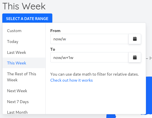 Date range filter in the Upcoming view